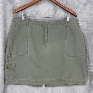 JONES NEW YORK Women's Olive Green Cargo Mini Skirt Size 16 Cotton Utility